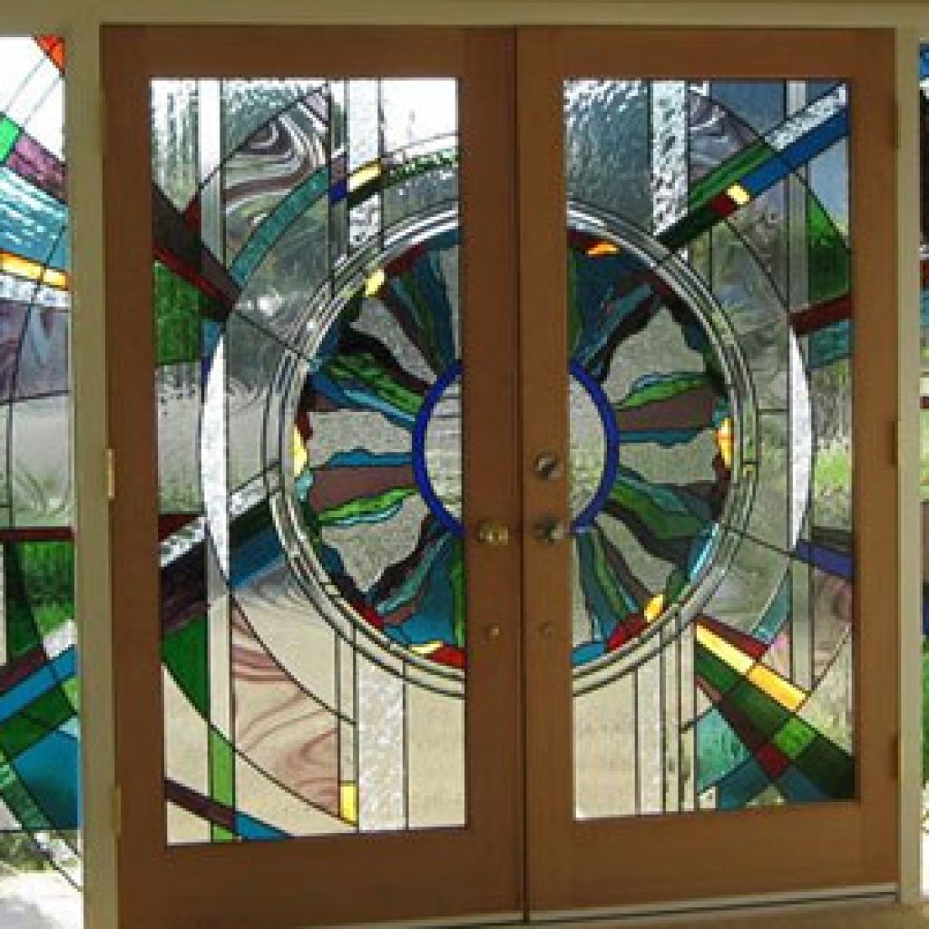 Colorful glass door design