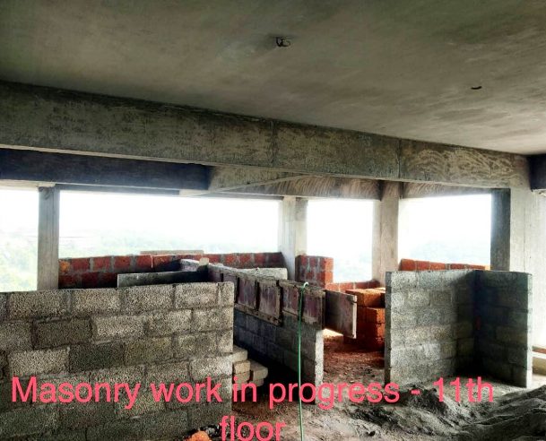 MASONRY WORK IN  IN PROGRESS - 11TH FLOOR : 31-01-2021