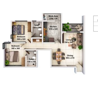 C - TYPE - 2 BHK 2nd floor to 13th floor