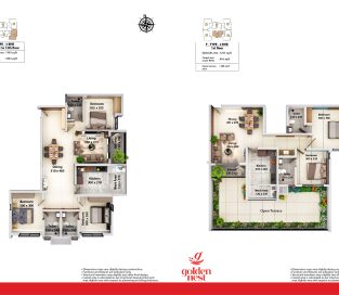E-TYPE-3-BHK(2nd to 12th floor) & F-TYPE-3-BHK (first floor)