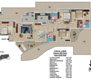 Type E - 8th Floor 2330 sq.ft - 4BHK